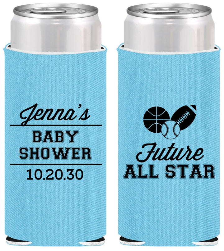 Personalized Baby Shower Slim Can Coolers - Future All Star | 90146