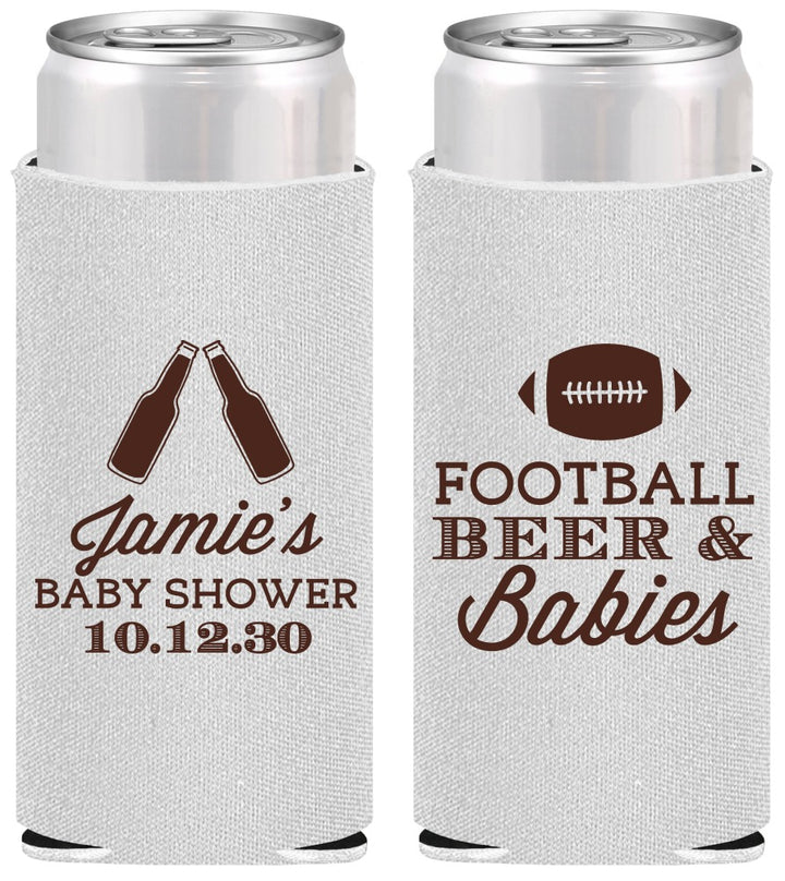 Personalized Baby Shower Slim Can Coolers - Football Beer Babies | 90147