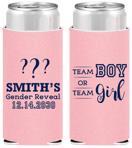 Personalized Baby Shower Slim Can Coolers - Gender Reveal | 90150