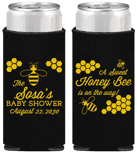 Personalized Baby Shower Slim Can Coolers - Honey Bee | 90154