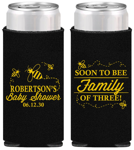 Personalized Baby Shower Slim Can Coolers - Bee Family | 90155