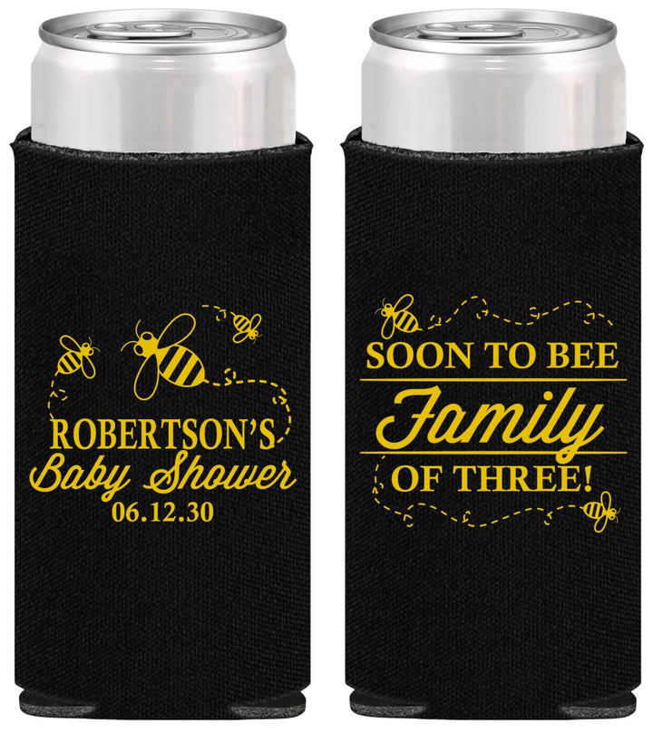 Personalized Baby Shower Slim Can Coolers - Bee Family | 90155