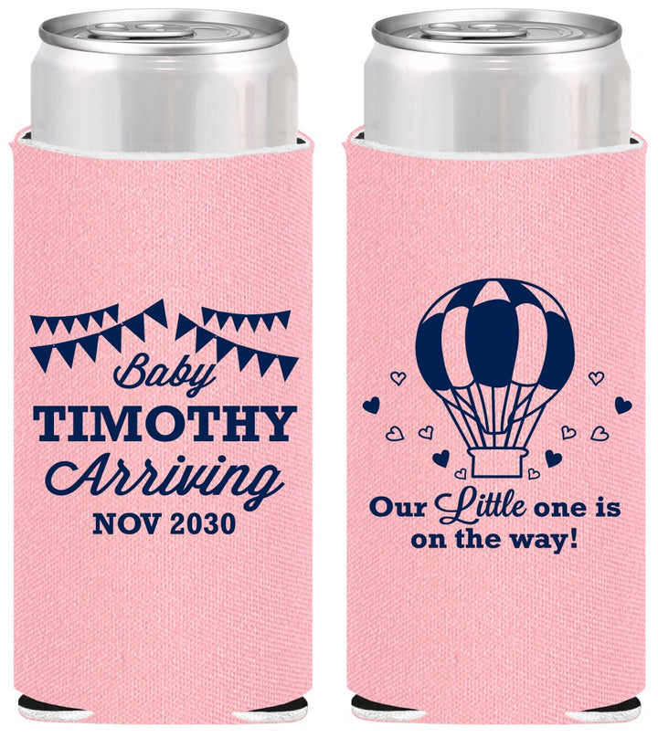 Personalized Baby Shower Slim Can Coolers - Hot Air Balloon | 90162