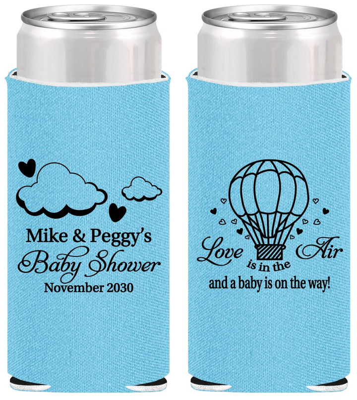 Personalized Baby Shower Slim Can Coolers - Love Is In The Air | 90163