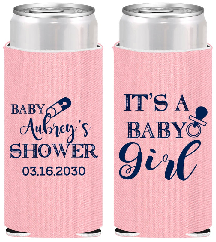 Personalized Baby Shower Slim Can Coolers - Baby Girl | 90171