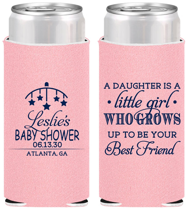 Personalized Baby Shower Slim Can Coolers - Little Girls Best Friend | 90173