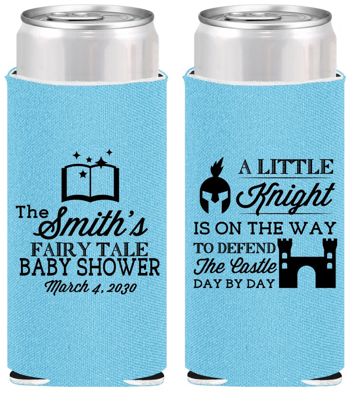Personalized Baby Shower Slim Can Coolers - Little Knight | 90175