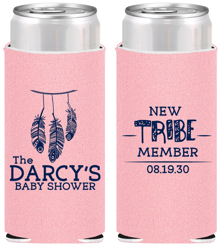Personalized Baby Shower Slim Can Coolers - Tribe Member | 90183