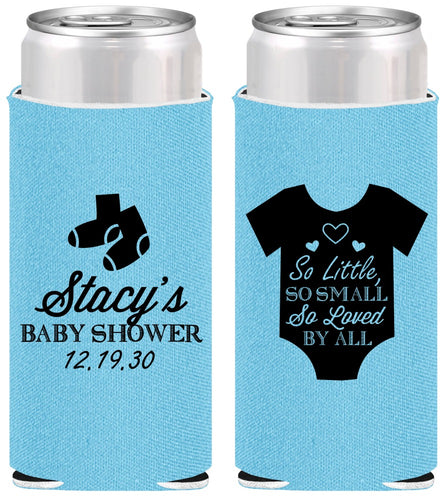 Personalized Baby Shower Slim Can Coolers - Loved By All | 90188