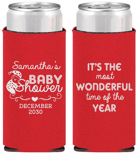 Personalized Baby Shower Slim Can Coolers - Christmas | 90191