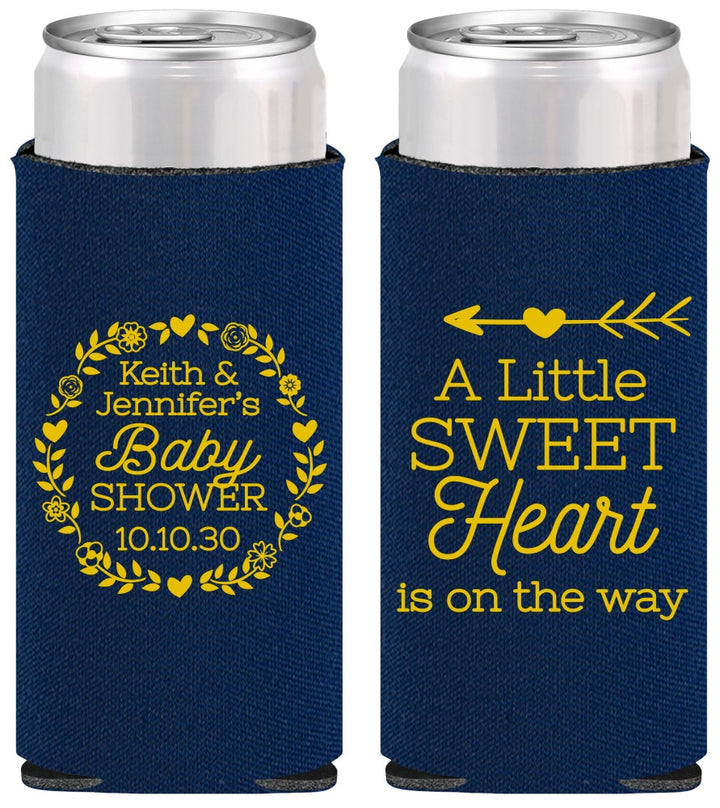 Personalized Baby Shower Slim Can Coolers - Little Sweet Heart | 90195