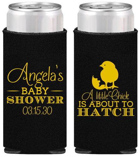 Personalized Baby Shower Slim Can Coolers - Chick About To Hatch | 90199