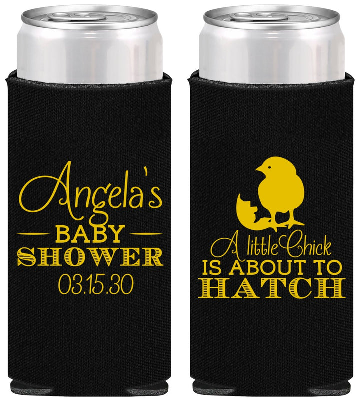 Personalized Baby Shower Slim Can Coolers - Chick About To Hatch | 90199