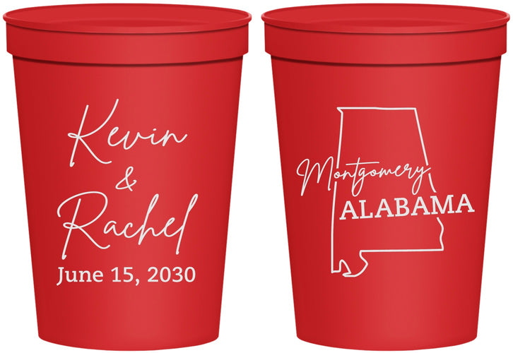 Personalized Wedding 16 oz Stadium Cups - Alabama | 100