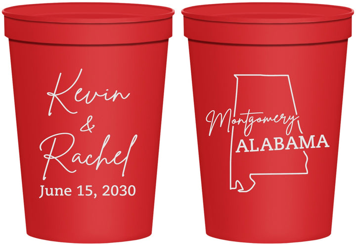Personalized Wedding 16 oz Stadium Cups - Alabama | 100