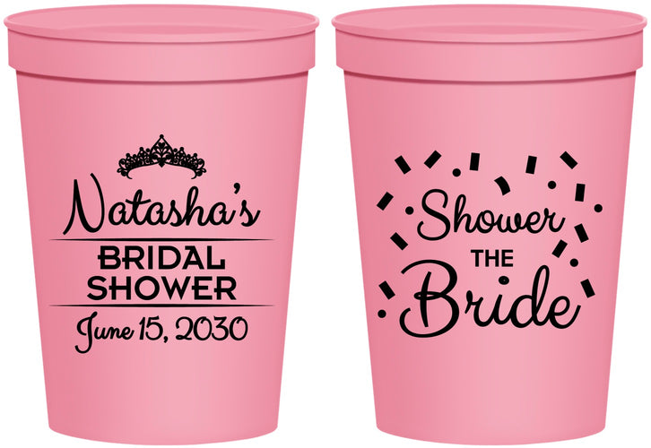 Personalized Bridal Shower 16 oz Stadium Cups - Shower The Bride | 100001