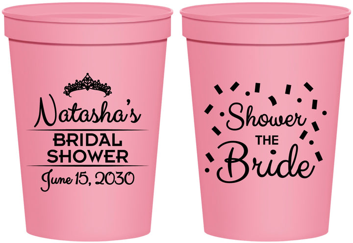 Personalized Bridal Shower 16 oz Stadium Cups - Shower The Bride | 100001