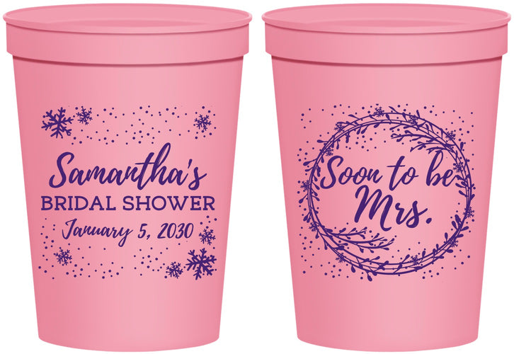 Personalized Bridal Shower 16 oz Stadium Cups - Soon To Be Mrs | 100004