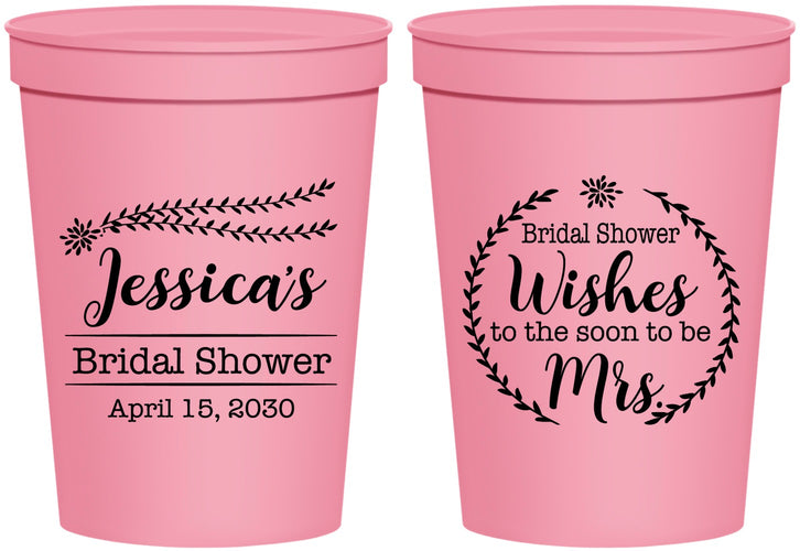 Personalized Bridal Shower 16 oz Stadium Cups - Soon To Be Mrs | 100009