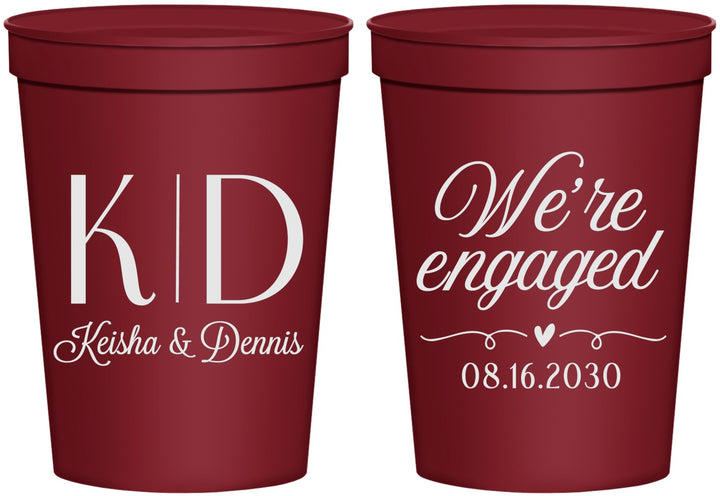 Personalized Engagement 16 oz Stadium Cups - We Are Engaged | 10001