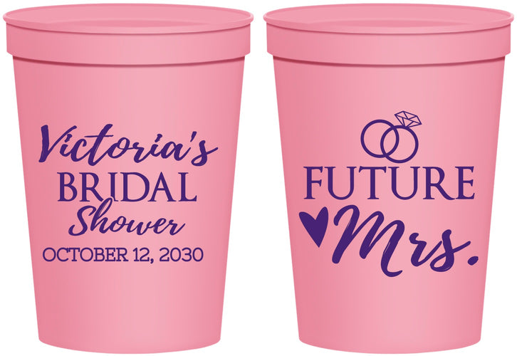 Personalized Bridal Shower 16 oz Stadium Cups - Future Mrs | 100012