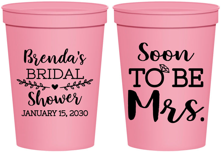 Personalized Bridal Shower 16 oz Stadium Cups - Soon To Be Mrs | 100013