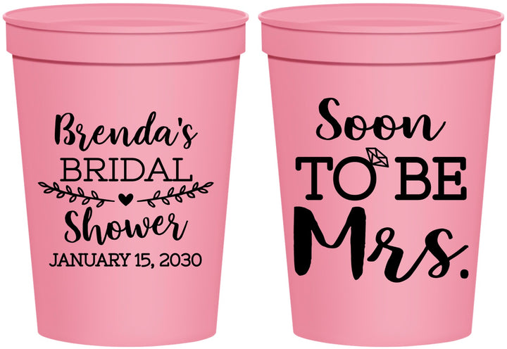 Personalized Bridal Shower 16 oz Stadium Cups - Soon To Be Mrs | 100013