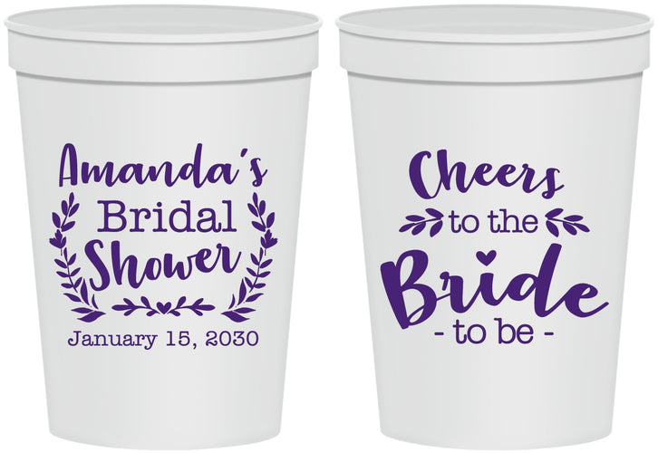 Personalized Bridal Shower 16 oz Stadium Cups - Cheers To The Bride | 100014