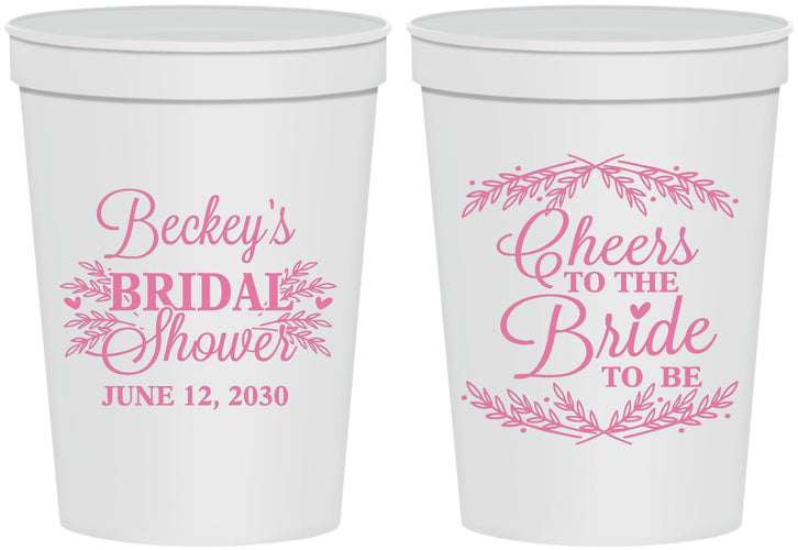 Personalized Bridal Shower 16 oz Stadium Cups - Cheers To The Bride | 100019