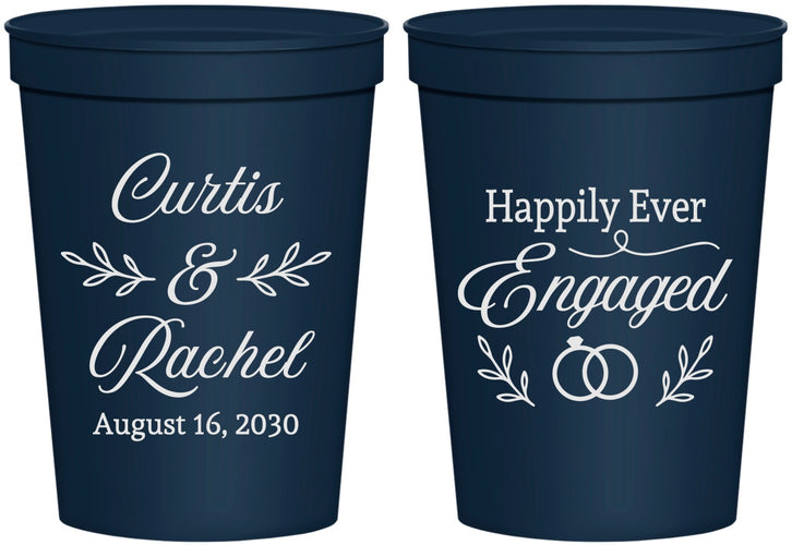 Personalized Engagement 16 oz Stadium Cups - Happily Ever Engaged | 10004