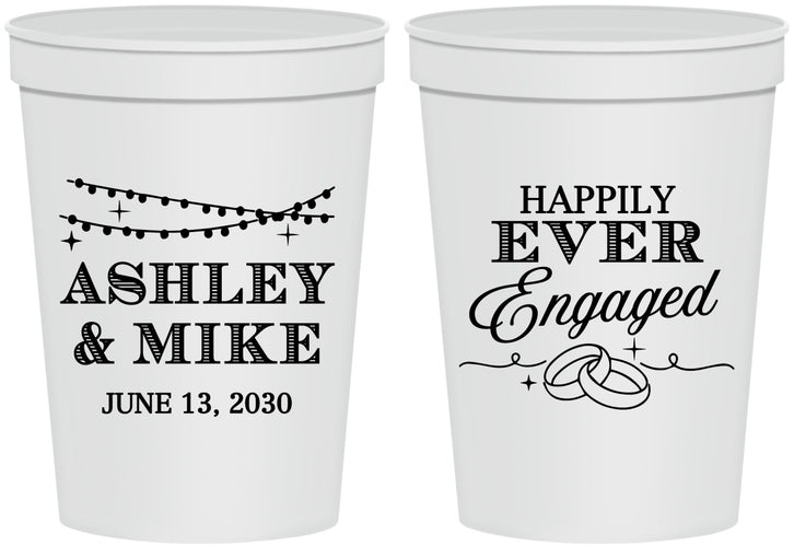 Personalized Engagement 16 oz Stadium Cups - Happily Ever Engaged | 10006