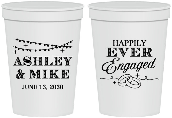 Personalized Engagement 16 oz Stadium Cups - Happily Ever Engaged | 10006