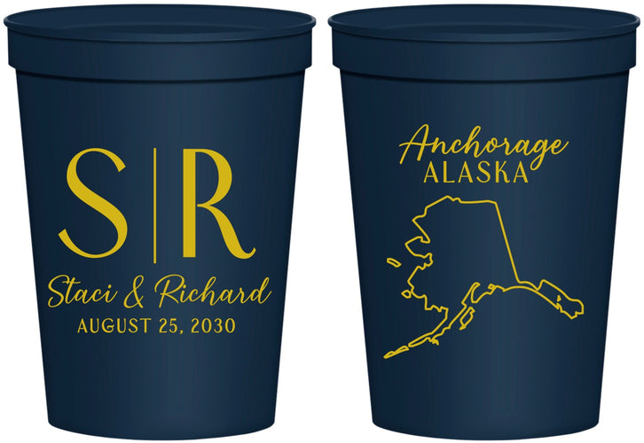 Personalized Wedding 16 oz Stadium Cups - Alaska | 101