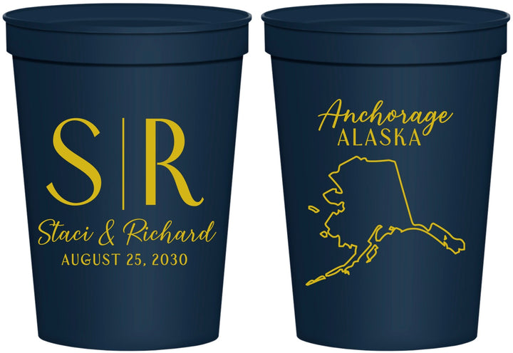 Personalized Wedding 16 oz Stadium Cups - Alaska | 101