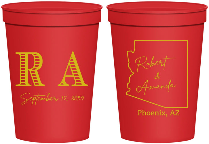 Personalized Wedding 16 oz Stadium Cups - Arizona | 102