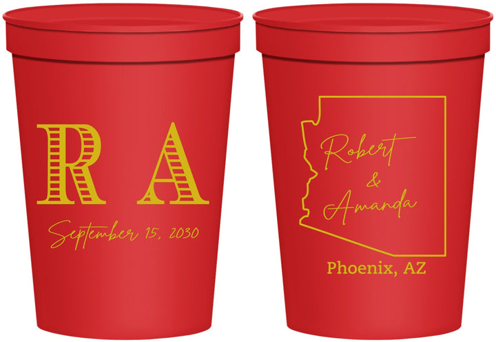 Personalized Wedding 16 oz Stadium Cups - Arizona | 102