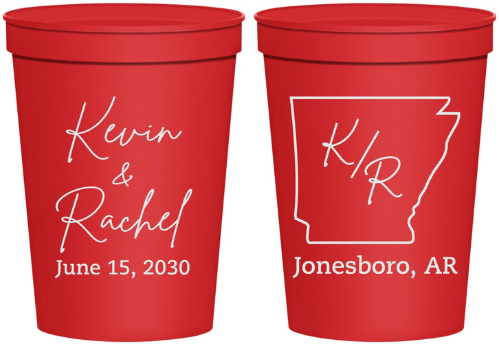 Personalized Wedding 16 oz Stadium Cups - Arkansas | 103