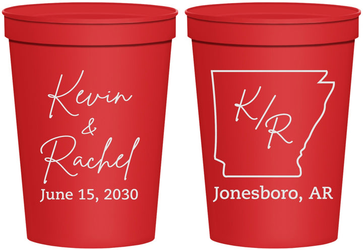 Personalized Wedding 16 oz Stadium Cups - Arkansas | 103