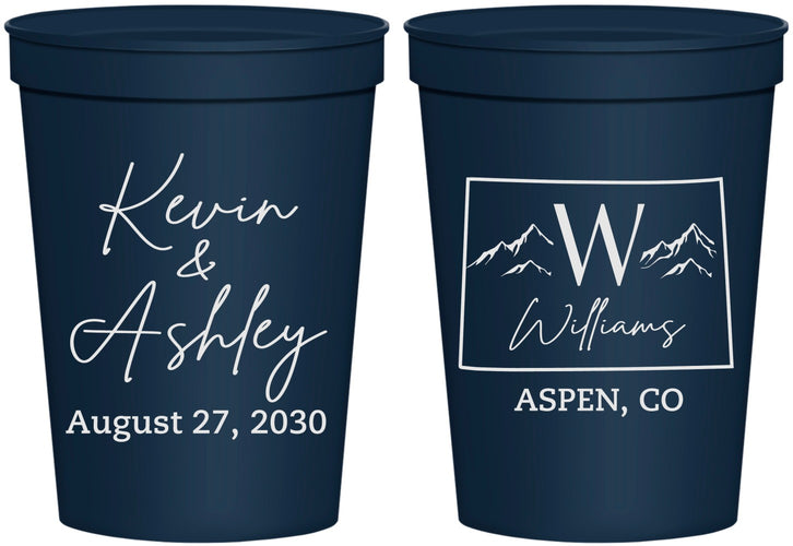 Personalized Wedding 16 oz Stadium Cups - Colorado | 105