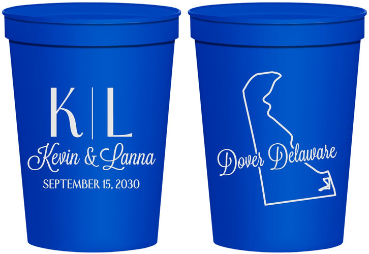 Personalized Wedding 16 oz Stadium Cups - Delaware | 107