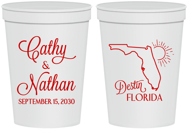 Personalized Wedding 16 oz Stadium Cups - Florida | 108