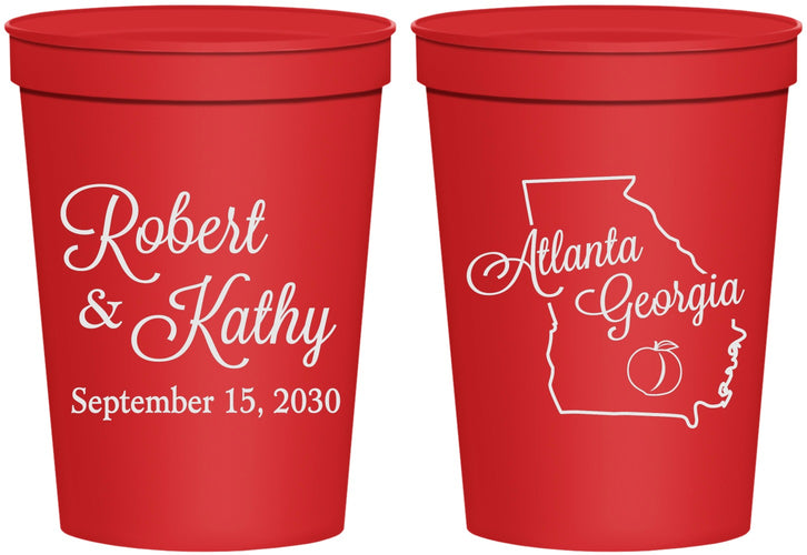 Personalized Wedding 16 oz Stadium Cups - Georgia | 109