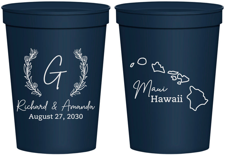 Personalized Wedding 16 oz Stadium Cups - Hawaii | 110