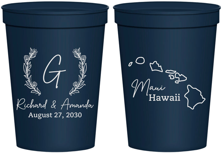 Personalized Wedding 16 oz Stadium Cups - Hawaii | 110