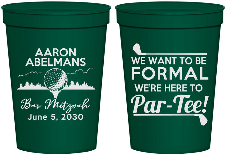 Personalized Bar Mitzvah 16 oz Stadium Cups - 13th Birthday Golf | 110010