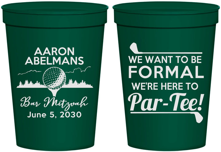Personalized Bar Mitzvah 16 oz Stadium Cups - 13th Birthday Golf | 110010