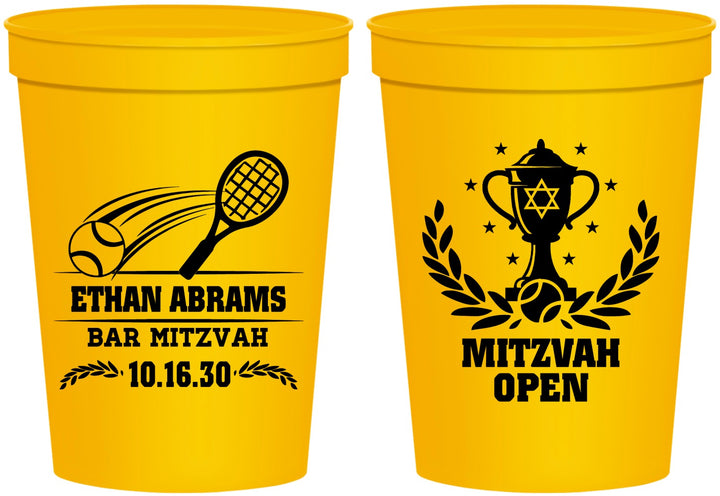 Personalized Bar Mitzvah 16 oz Stadium Cups - 13th Birthday Tennis | 110011