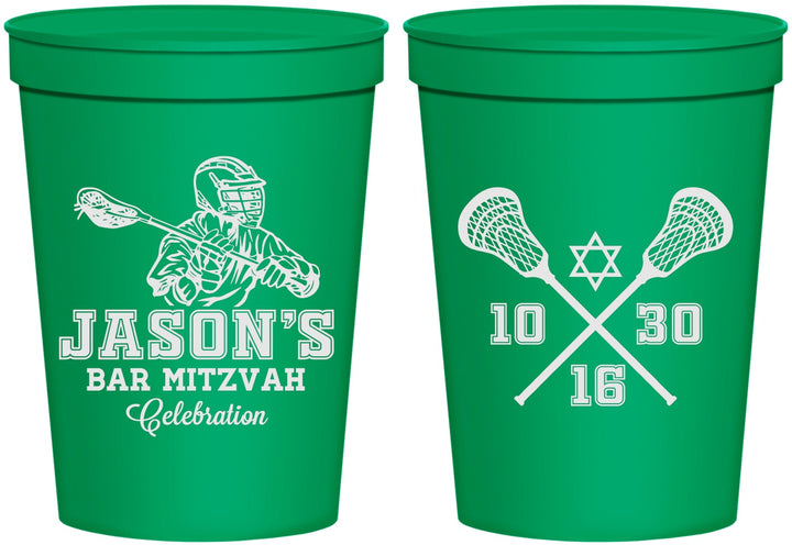 Personalized Bar Mitzvah 16 oz Stadium Cups - 13th Birthday Lacrosse | 110012