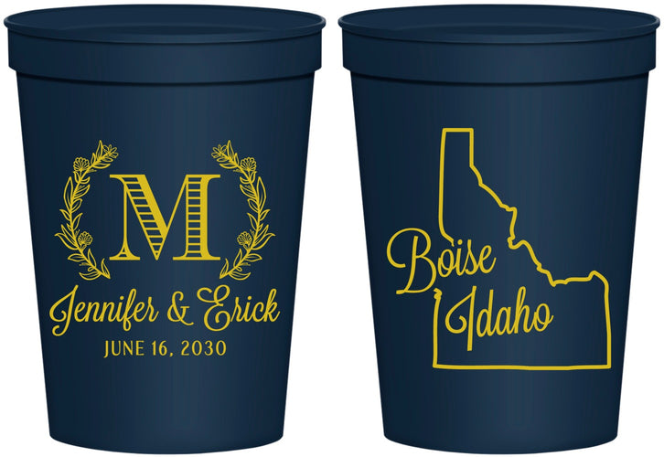 Personalized Wedding 16 oz Stadium Cups - Idaho | 111