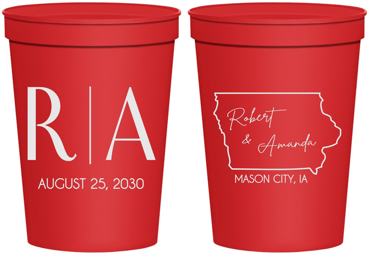 Personalized Wedding 16 oz Stadium Cups - Iowa | 114